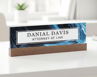 Personalized Acrylic Desk Name Plate: 3D Office Decor