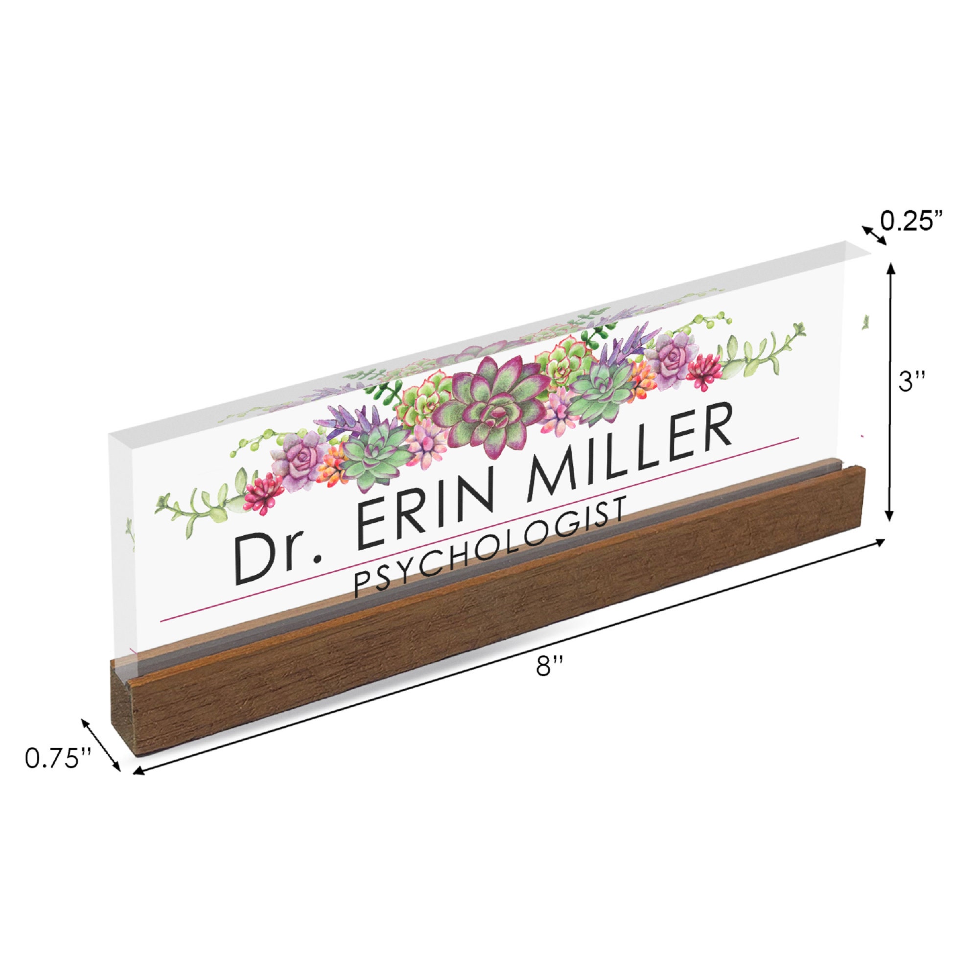 Customize Nameplate - Printed on Clear Solid Block of Acrylic Glass Desk  Accessories - Personalized Office Gifts Décor For Men Boss Co-Working  (8x3) - Bluefink