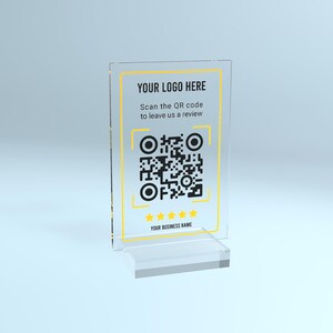 Custom QR Code Acrylic Review Plaque: Small Business Decor