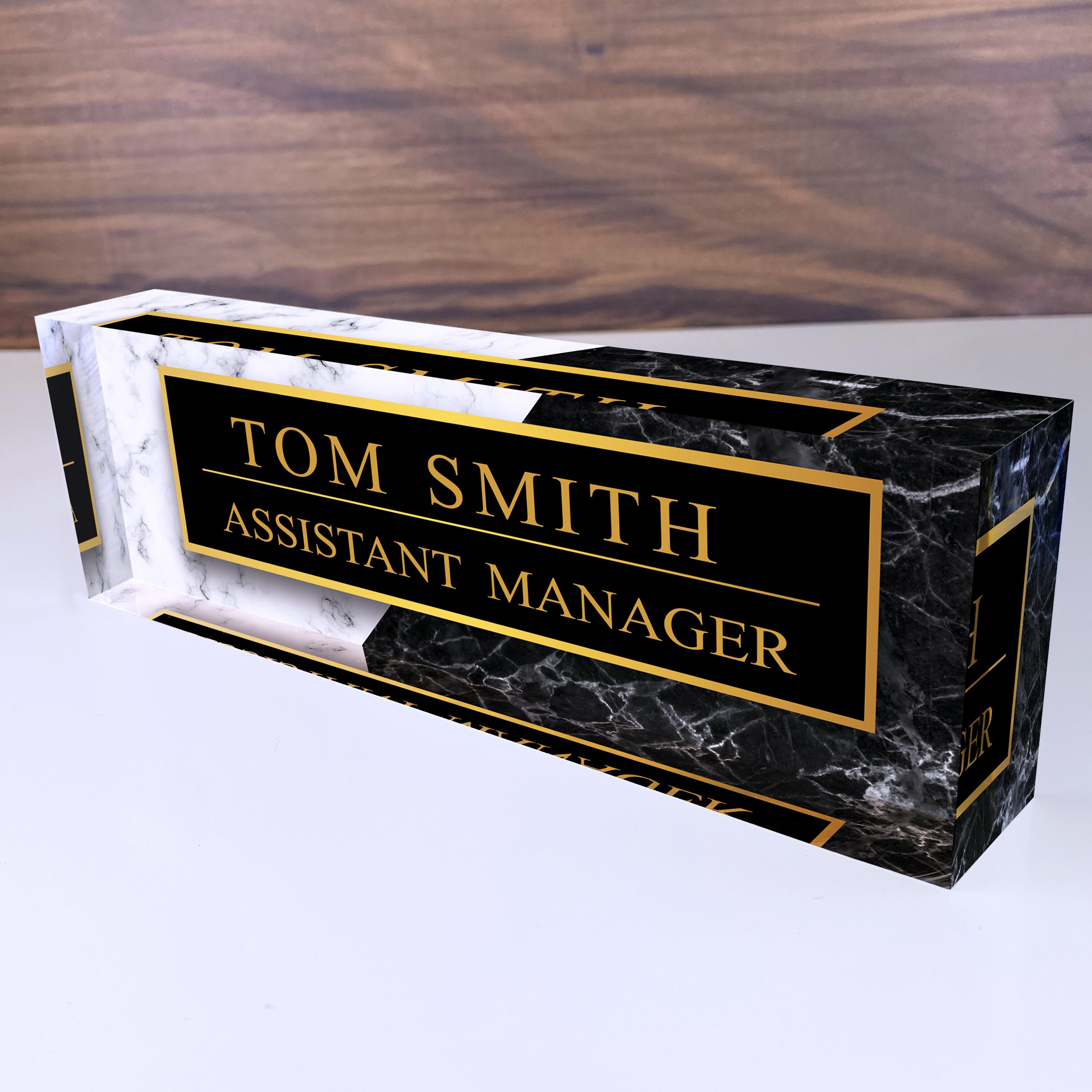 Personalized Desk Name Plate Custom Name On Marble Design Acrylic 