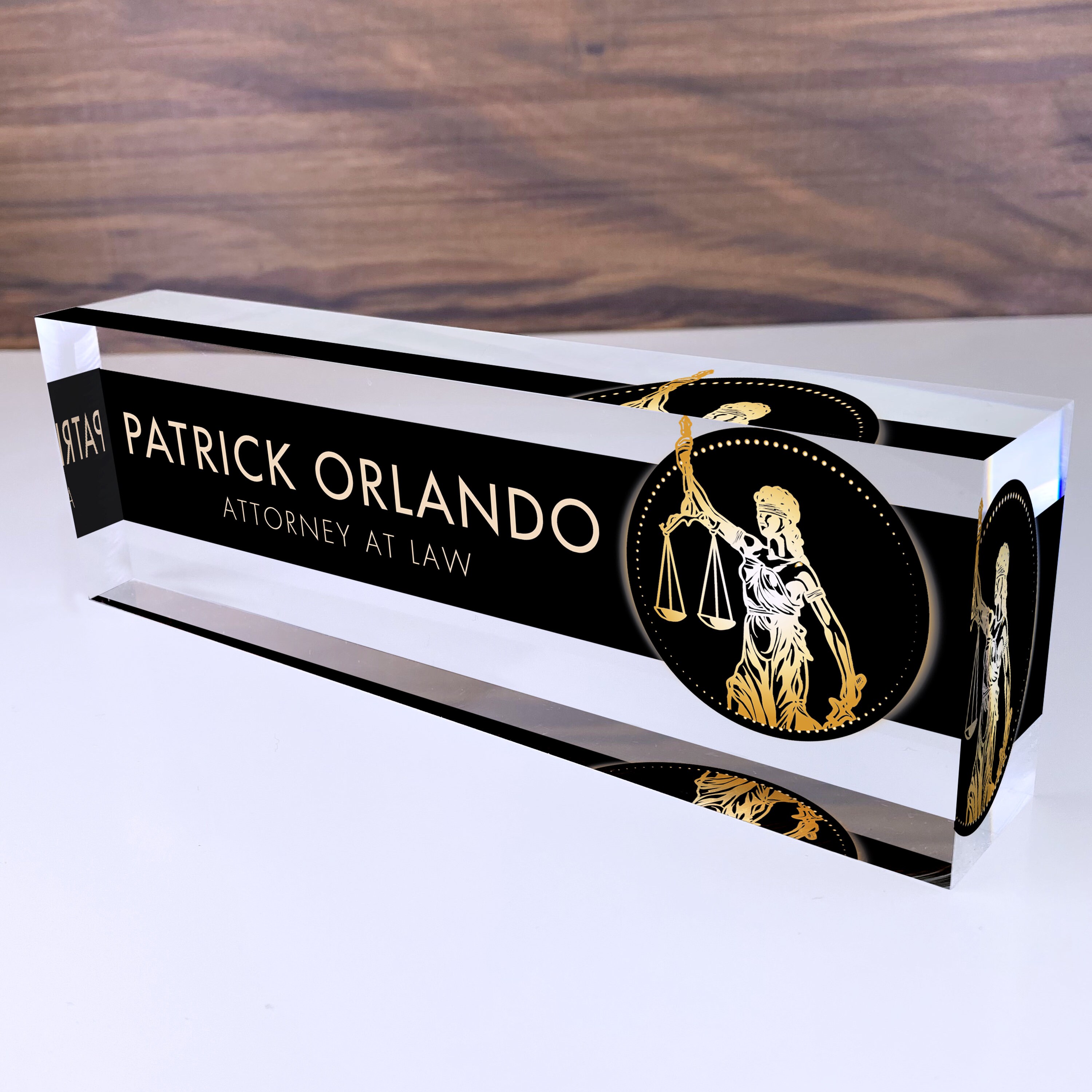 Personalized Desk Name Plate For Office Desk Lawyer Design On Acrylic 
