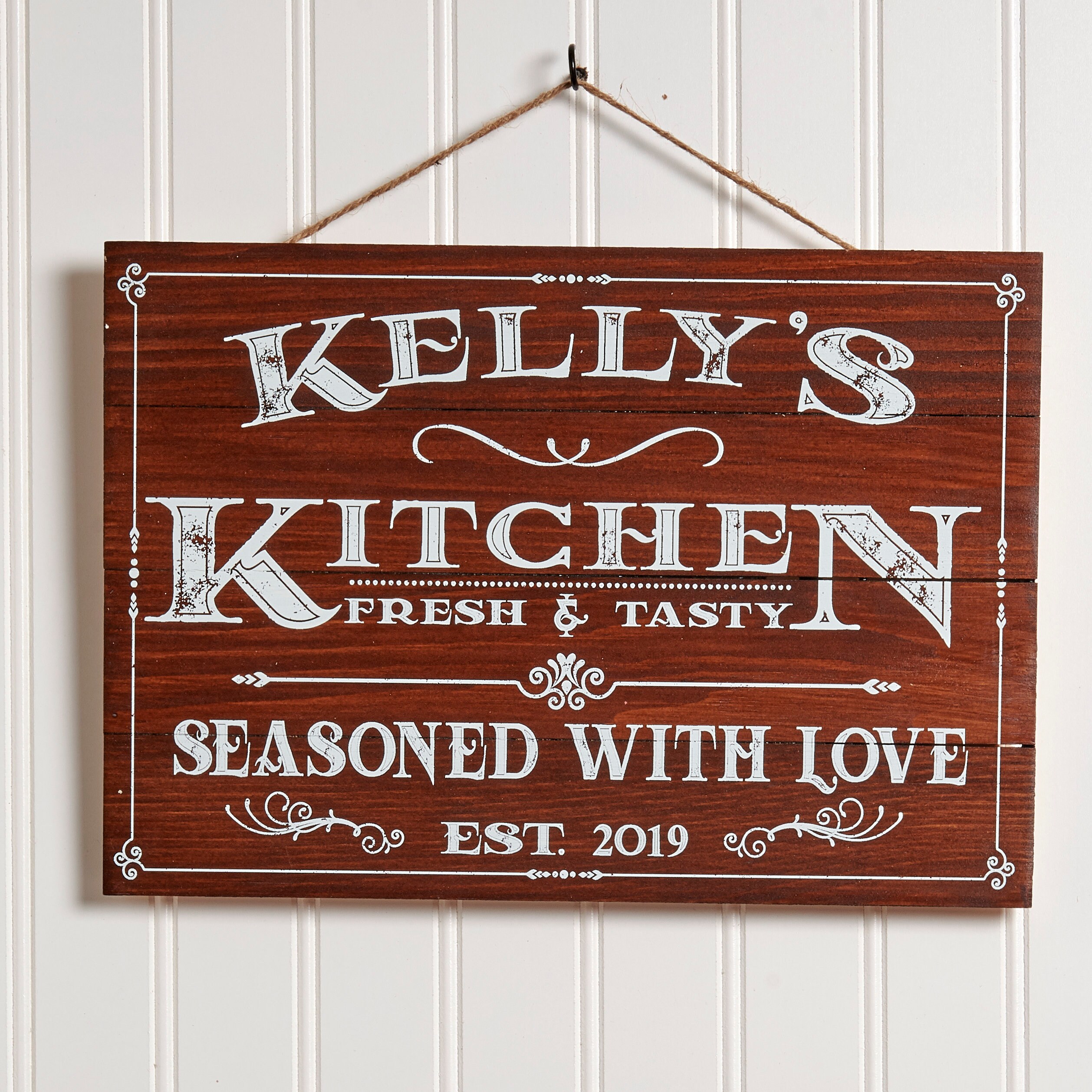 Personalized Wooden Kitchen Signs Wall Decor Farmhouse Last Name