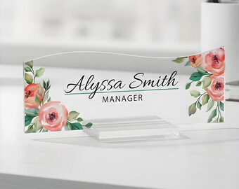 Personalized Acrylic Desk Name Plate, Teacher Appreciation Gift (8x3 inch)
