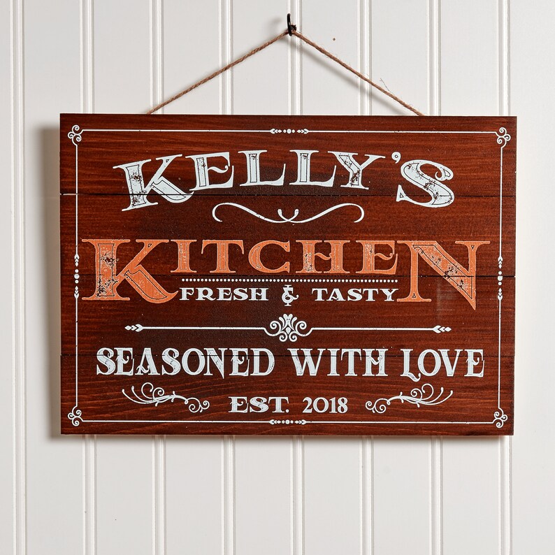 Personalized Wooden Kitchen Signs Wall Decor Farmhouse Last Etsy