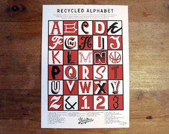 Hand Screen Printed Poster - Recycled Alphabet