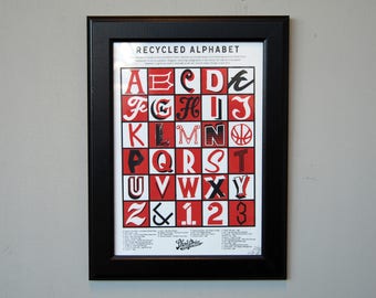 Hand Screen Printed Poster - Recycled Alphabet (FRAMED)