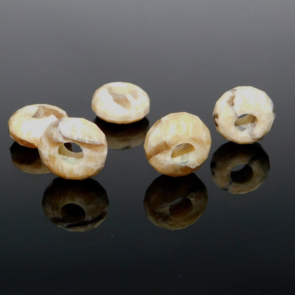 Jaspe zèbre naturel, breloques façon bracelet européen, Perles grand trou, Perles en forme de rondelles coupe thaï, 8 x 15 mm, trou 5 mm, 5 pièces