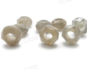 Natural Grey Moonstone European Beads,Big Hole Beads,Fine Polished Big Hole Beads,Star Cut Facet Rondelle Beads 8x15mm Size 2mm-8mm Hole