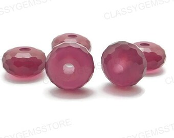 AAA Quality Pink Rubelite, European Beads,Big Hole Beads,Fine Polished Big Hole Beads, Football Cut Rondelle Beads 8x15mm Size 2mm-8mm Hole