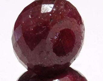 Natural Red Ruby Corundum Dyed, European Beads, Big Hole Beads, Faceted Rondelle Shape Beads, Large Hole Beads, 8x15mm Size, 5mm Hole, 5 Pcs