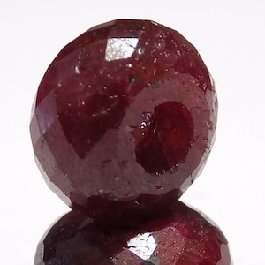 Natural Red Ruby Corundum Dyed, European Beads, Big Hole Beads, Faceted Rondelle Shape Beads, Large Hole Beads, 8x15mm Size, 5mm Hole, 5 Pcs