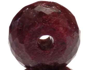 Natural Red Ruby Corundum Dyed, European Beads, Big Hole Beads, Faceted Rondelle Beads, Jewelry Making, Spacer Beads, 8x14mm Size, 3mm Hole