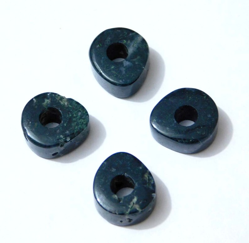 New Arrival Natural Moss Agate European Bracelet Fit Charms Big Hole Smooth Pear Big Hole Beads 14x15x8mm 5mm Hole 5 Pieces