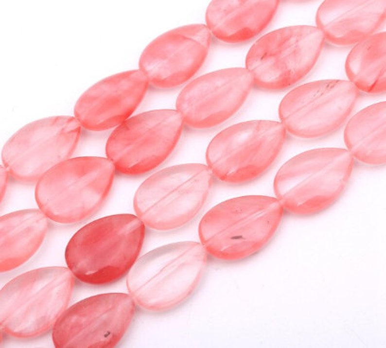 1 Strand Cherry Quartz Beads Handmade Pear Shape Beads Beautiful Pear Smooth Cut Beads Jewelry Charms Size-10x13mm Strand Size-8 Inch.