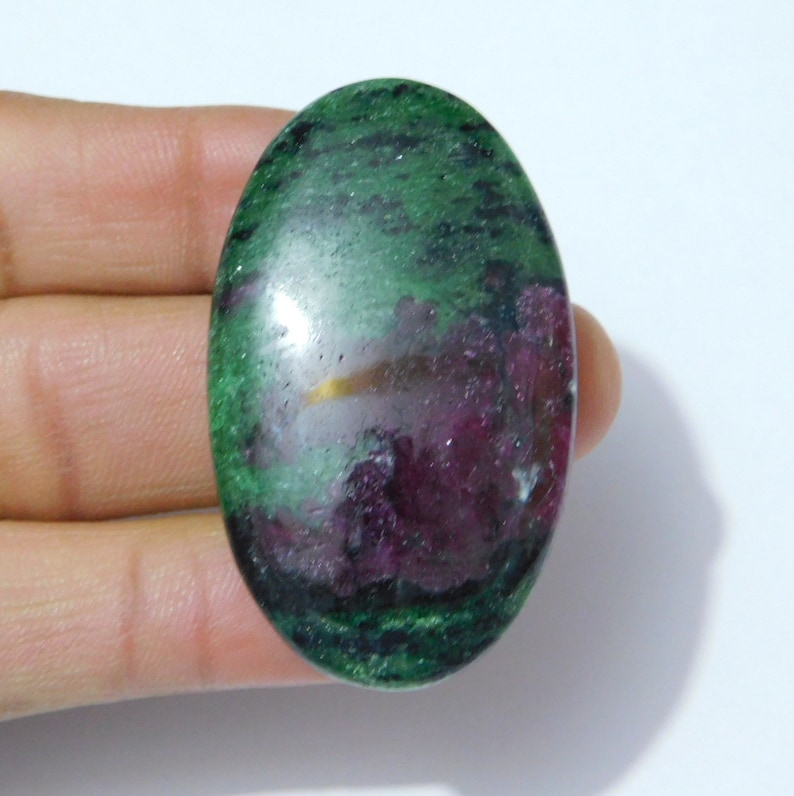 91 Ct R.Z. 04 Natural Ruby Zoisite Smooth Oval Shape Cabochon Stone 23x47x6.5mm 1 Piece