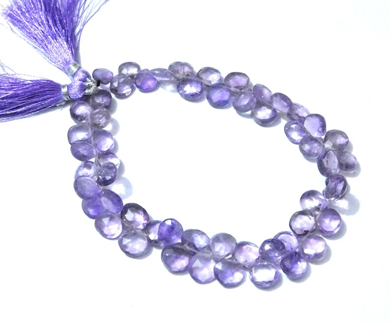 Natural Purple Amethyst Quartz Faceted Heart Shape Briolette BeadsGemstone Beads,Jewelry Making Beads 7X7mm To 9X9mm Approx 10 Inch Strand