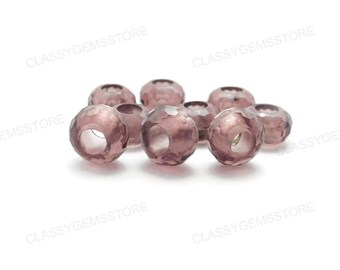 AAA Pink Tourmaline Hydro Quartz, European Beads,Big Hole Beads,Fine Polished Big Hole Beads, Football Cut Beads 8x15mm Size 2mm-8mm Hole