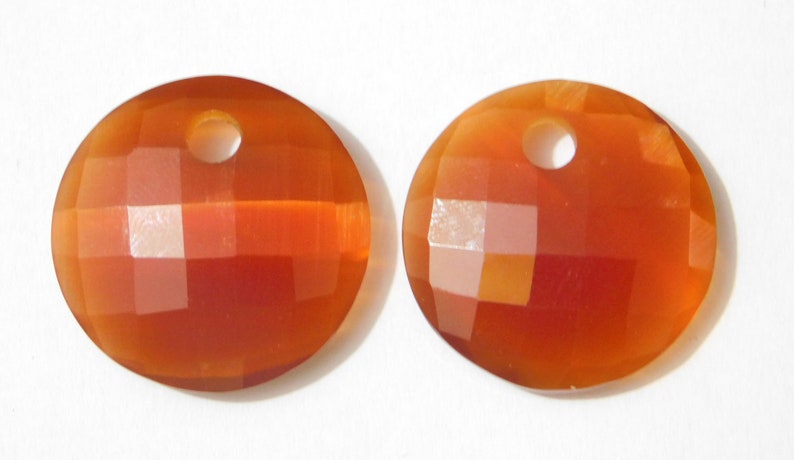 Red Cats Eye Quartz Step Cut Round Shape Briolette Loose Beads 24x24x7mm Hole Size 4mm 1 Matched Pair 53 Ct