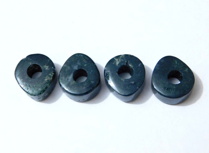 New Arrival Natural Moss Agate European Bracelet Fit Charms Big Hole Smooth Pear Big Hole Beads 14x15x8mm 5mm Hole 5 Pieces
