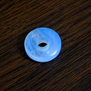 Blue Chalcedony Lab Quartz Smooth Donut Shape Big Hole Beads/ Large Hole Beads/ European Bracelet Beads 14x14mm  4mm Hole 1 Pieces SS-46