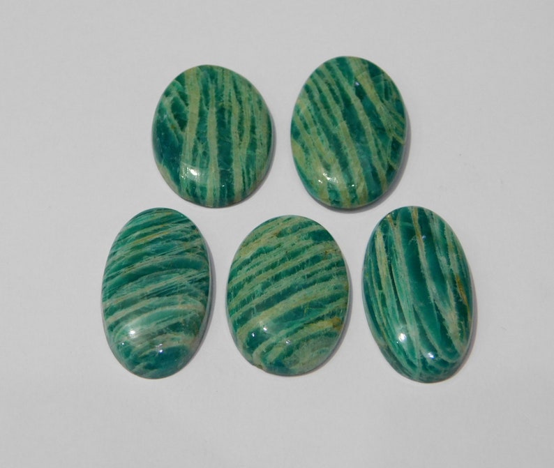 A.N. 03 127 Ct Natural Amazonite Smooth Oval Shape Cabochon Stone Size 20x27mm-20x30mm Approx 5 Pieces Lot