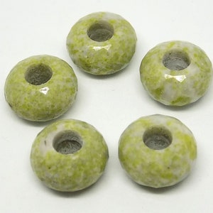 Natural Lemon Jade Gemstone, European Bracelet Fit Charms, Faceted Rondelle Beads, Big Hole Beads, Spacer Beads, 8x15mm Size, 5mm Hole,5 Pcs