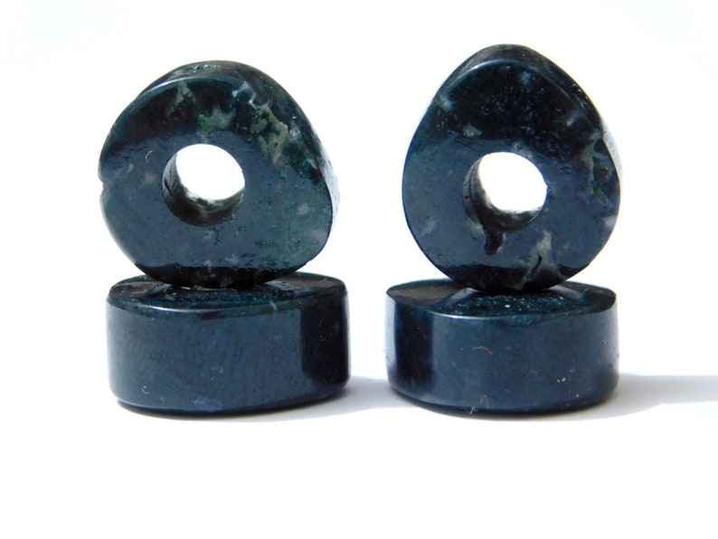 New Arrival Natural Moss Agate European Bracelet Fit Charms Big Hole Smooth Pear Big Hole Beads 14x15x8mm 5mm Hole 5 Pieces