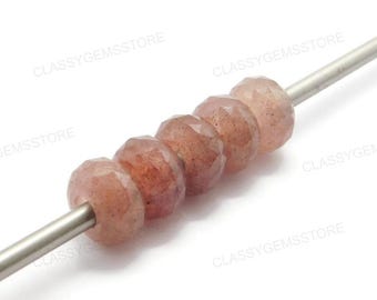 Natural Copper Dot Quartz, European Beads,Big Hole Beads,Fine Polished Big Hole Beads,Rose Cut Rondelle Beads 8x15mm Size 2mm-8mm Hole 5 Pcs