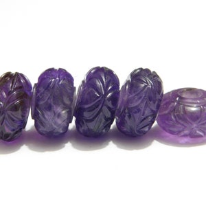 Natural Amethyst Gemstone, European Bracelet Fit Charms Beads, Carving Rondelle Beads, Big Hole Beads, Spacer Beads,9x15mm Size,3mm-6mm Hole