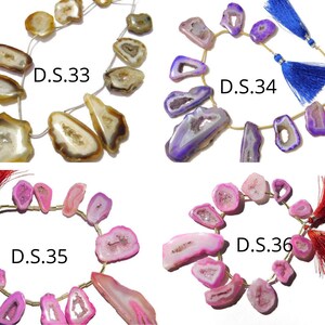 Rare Dark Pink Window Druzy Geode Polished Slabs / Geode Slices / Purple Druzy Agate / Window Druzy Necklace Stones /Side Drill D.S.33-36