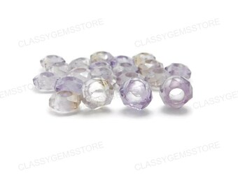 Natural Ametrine European Beads,Big Hole Beads,Fine Polished Big Hole Beads,Star Cut Facet Rondelle Beads 8x15mm Size 2mm-8mm Hole 5 Pcs