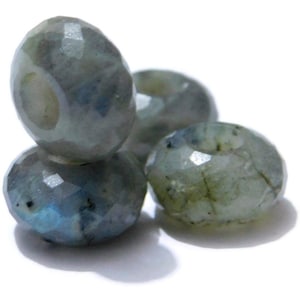 Natural Labradorite Gemstone, European Fit Charms Beads, Faceted Rondelle Beads, Large Hole Beads, Fine Polished Beads, 8x14mm Size,5mm Hole