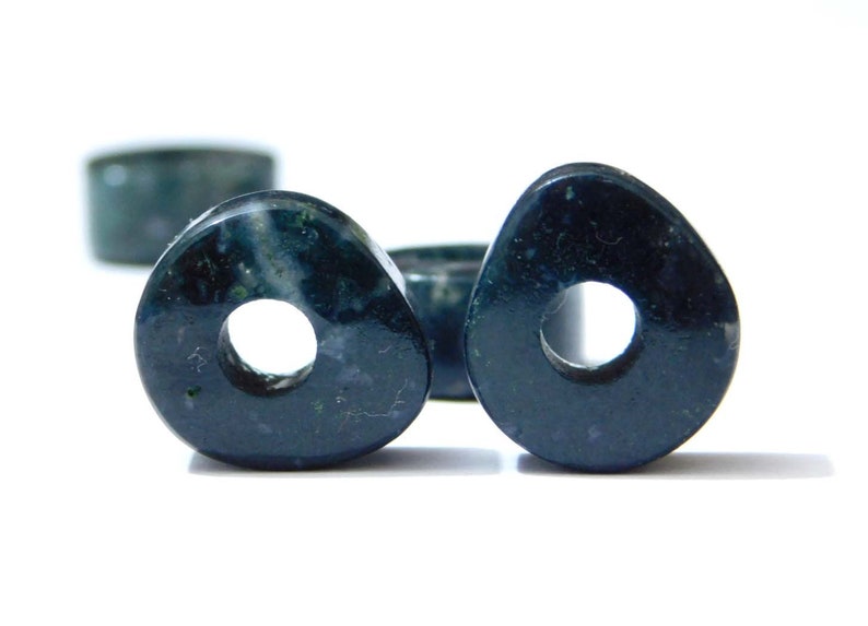 New Arrival Natural Moss Agate European Bracelet Fit Charms Big Hole Smooth Pear Big Hole Beads 14x15x8mm 5mm Hole 5 Pieces