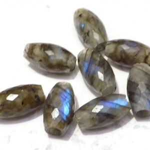 Natural Labradorite, Faceted Blue Flash, European Bracelet Fit Charms, Barrel Big Hole Beads, Large Hole Barrel Beads, 10x18mm Size, 5 Piece