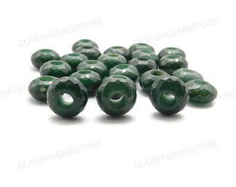 Natural Green Aventurine, European Beads,Big Hole Beads,Fine Polished Big Hole Beads, Fceted Rondelle Beads 8x15mm Size 2mm-8mm Hole 5 Pcs