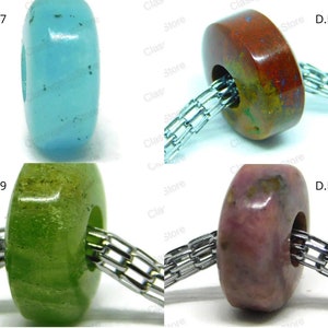 Hemimophirite,Red Moss Agate,Natural Olivine,Natural Rhodonite,Smooth Wheel Shape Beads,Big Hole Beads,European Beads,8x15mm Size,5mm Hole