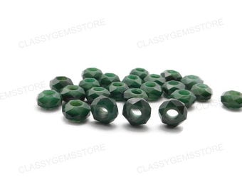 Natural Greeen Aventurine European Beads,Big Hole Beads,Fine Polished Big Hole Beads,Star Cut Facet Rondelle Beads 8x15mm Size 2mm-8mm Hole