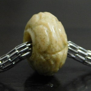 Natural Fossil Coral, Handmade Carved Rondelle Beads, European Bracelet Fit Charm, Big Hole Beads, Spacer Beads, 8x15mm Size,5mm Hole,5 Pcs