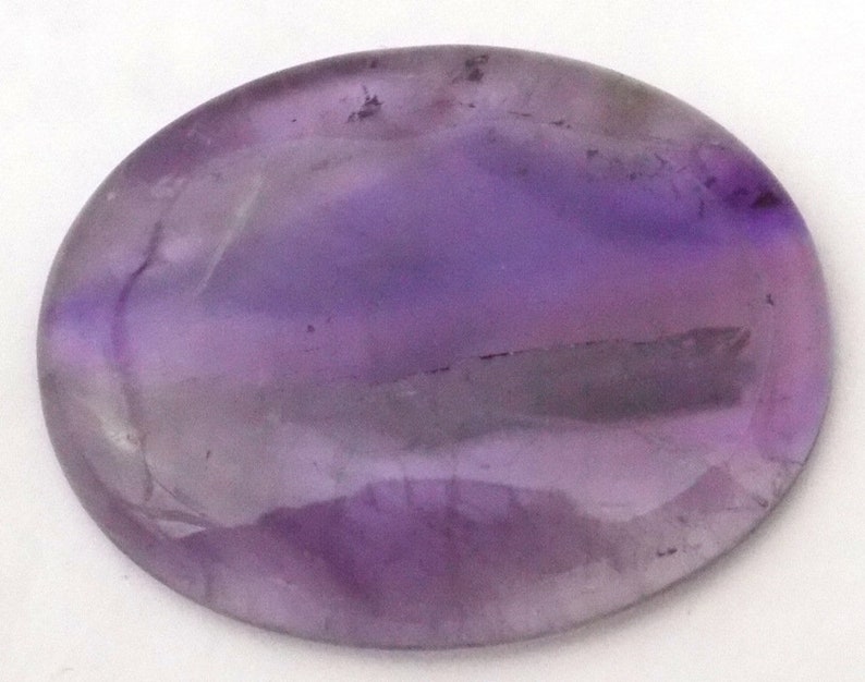 CH.A. 06 Natural Chevron Amethyst Smooth Oval Cabochon Stone 32x42x4mm 1 Piece 68.10 Ct