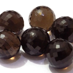 6 Pcs Natural Smoky Faceted Round Beads 10x10mm 6 Piece Top Half Drilled--Jewelry Making Supplies -Teardrop Beads For Jewelry Making