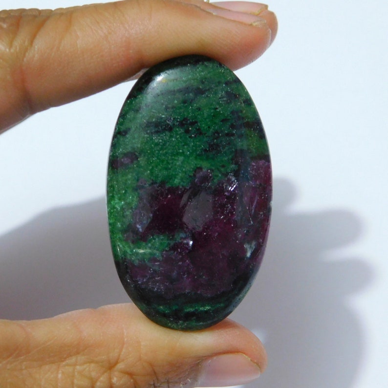 91 Ct R.Z. 04 Natural Ruby Zoisite Smooth Oval Shape Cabochon Stone 23x47x6.5mm 1 Piece