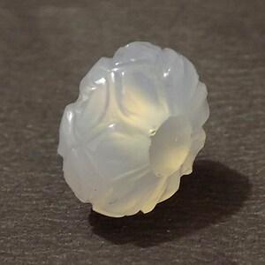 AAA Chalcedony Quartz, Handmade Carved, Rondelle Shape Beads, Large Hole Beads, European Bracelet Fit Charms Beads, 8x15mm Size, 5mm Hole