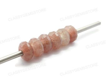 Natural Copper Dot Quartz, European Beads,Big Hole Beads,Fine Polished Big Hole Beads,Thai Cut Rondelle Beads 8x15mm Size 2mm-8mm Hole 5 Pcs