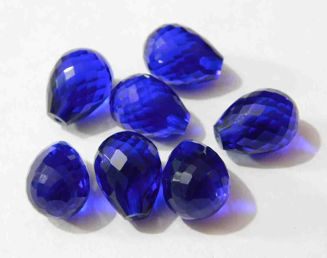 Dark Blue Quartz Faceted Polished Teardrop Shape Teardrops Etsy