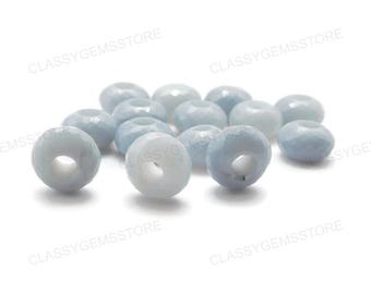 Natural Blue Opal, European Beads,Big Hole Beads,Fine Polished Big Hole Beads, Fceted Rondelle Beads 8x15mm Size 2mm-8mm Hole 5 Pcs