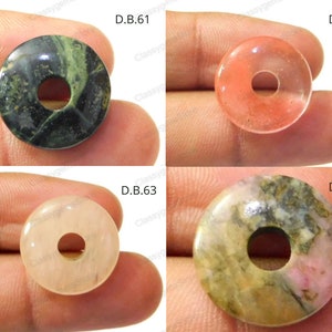 Serpentine, Cherry Quartz, Golden Cherry Quartz, Rhodonite, Smooth Round Donut Beads, Big Hole Beads, Coin Beads,14mm-25mm Size,3mm-6mm Hole