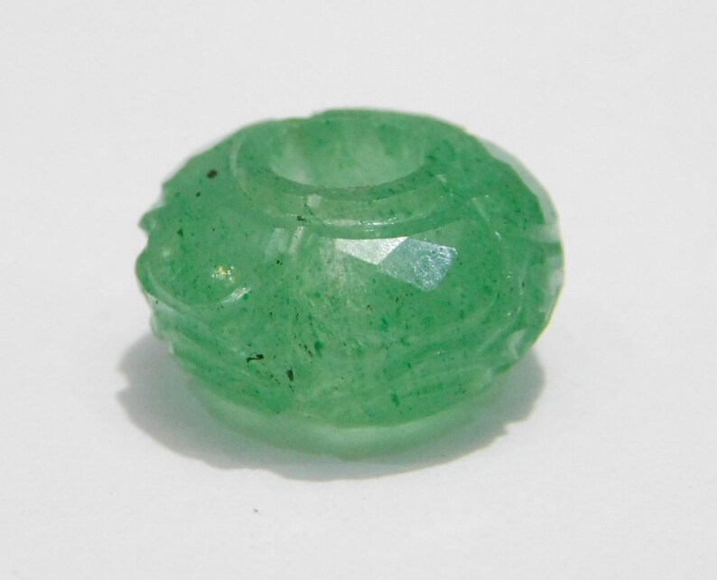 5 Piece Natural Green Strawberry Quartz Handmade Carved European Bracelet Fit Charms Beads 15x8mm 5mm Hole