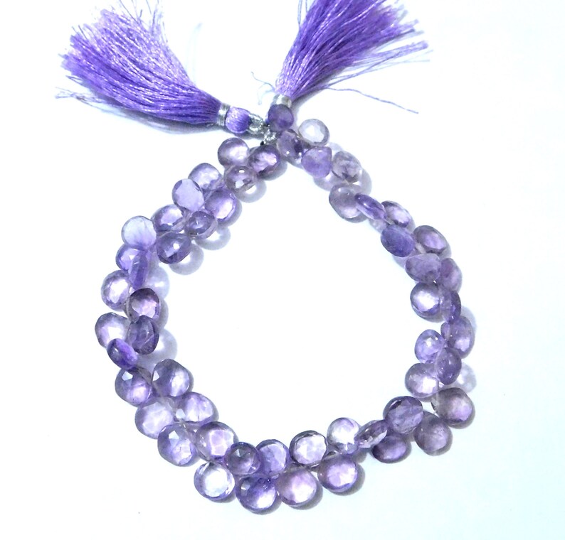 Natural Purple Amethyst Quartz Faceted Heart Shape Briolette BeadsGemstone Beads,Jewelry Making Beads 7X7mm To 9X9mm Approx 10 Inch Strand