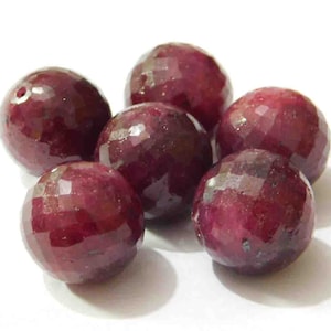Ruby Corundum Handmade Faceted Round Balls Shape Loose Stone 6x6mm-20x20mm 3 Matched Pair (SM-26)