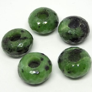 Natural Maw-Sit-Sit Gemstone, European Bracelet Fit Charm Beads, Fine Polished Big Hole Beads, Faceted Rondelle Beads, 8x15mm Size, 5mm Hole